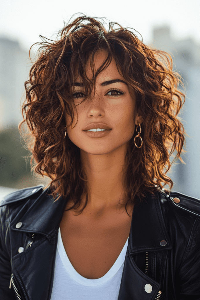 Cheveux bouclés coupe tendance