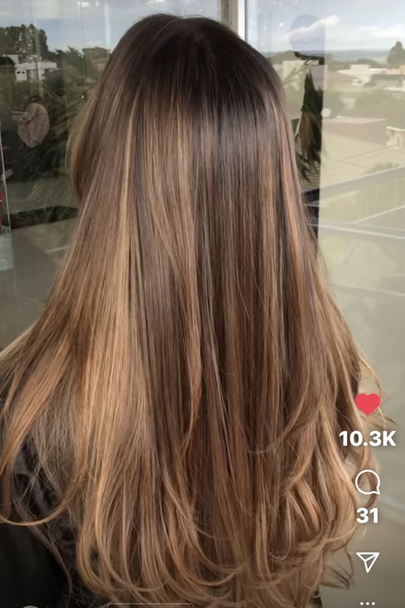 Balayage noisette cheveux châtains