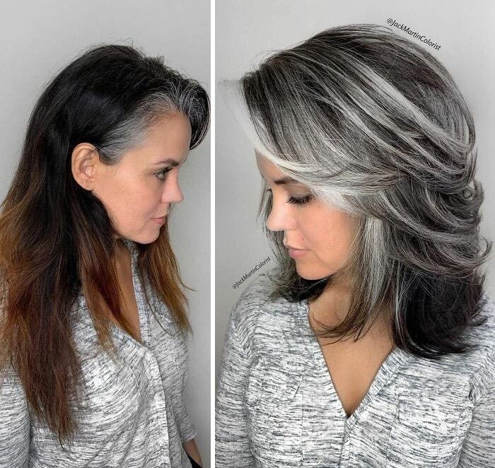 transition cheveux gris