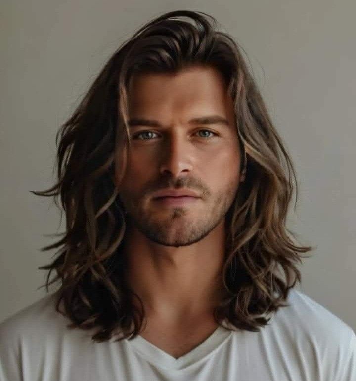 coiffure homme cheveux longs visage